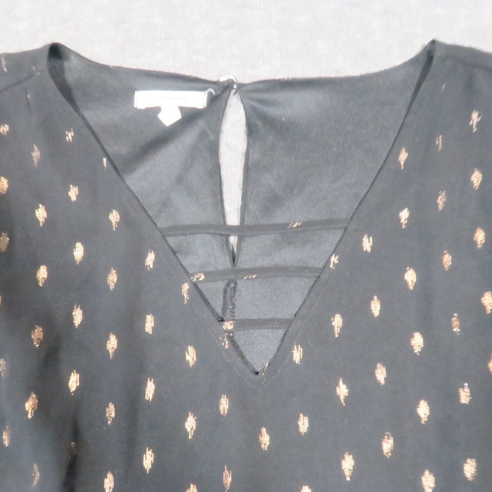 Maurices Foil Dot Dress 2X Black Gold Metallic Strappy Neck Sheer Whimsigoth - Picture 8 of 11